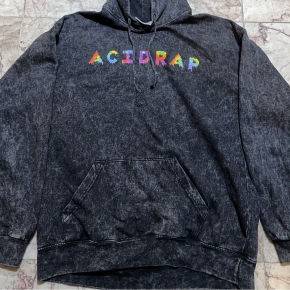 Colortone Soft Washed Black ACID DRIP Chance The Rapper Cotton Comfy Hoodie M - Picture 5 of 14